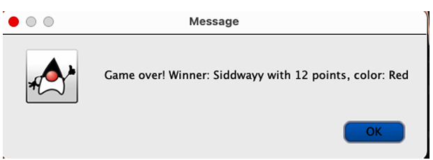 Kivi Board Game - Game over screen